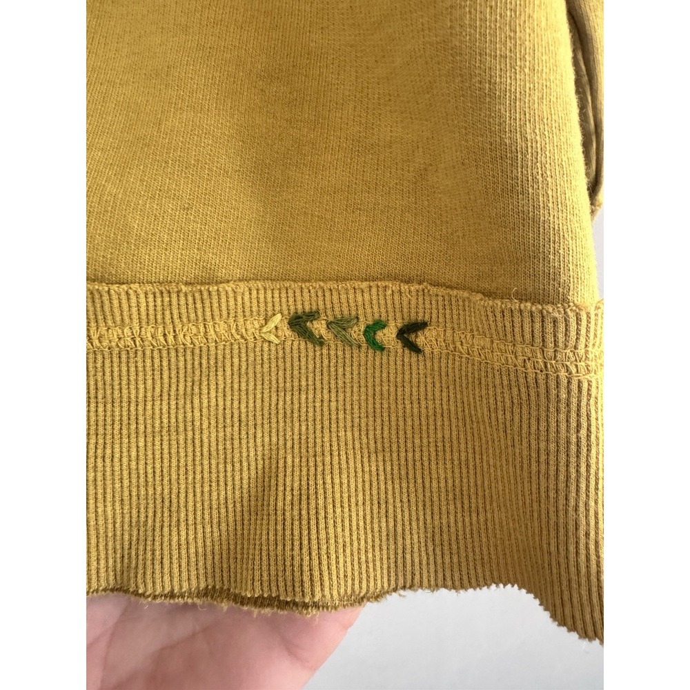 Boho Embroidered Raw Sweatshirt Sundance Xs Mustard Bright Colorful Detailed - Picture 6 of 6